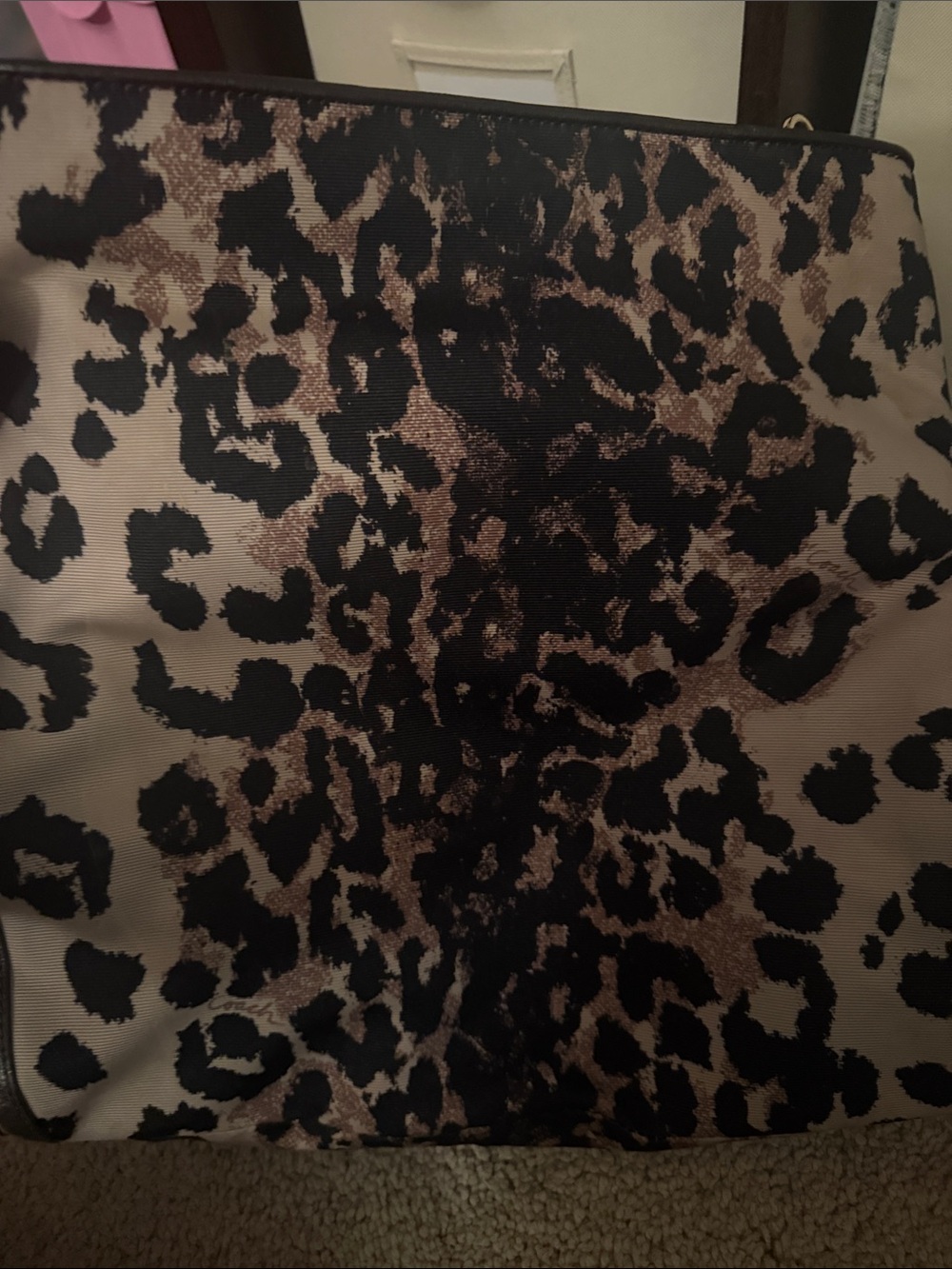 Coach Leopard Print Shoulder Bag - Black/Brown/Cream - Picture 5 of 8